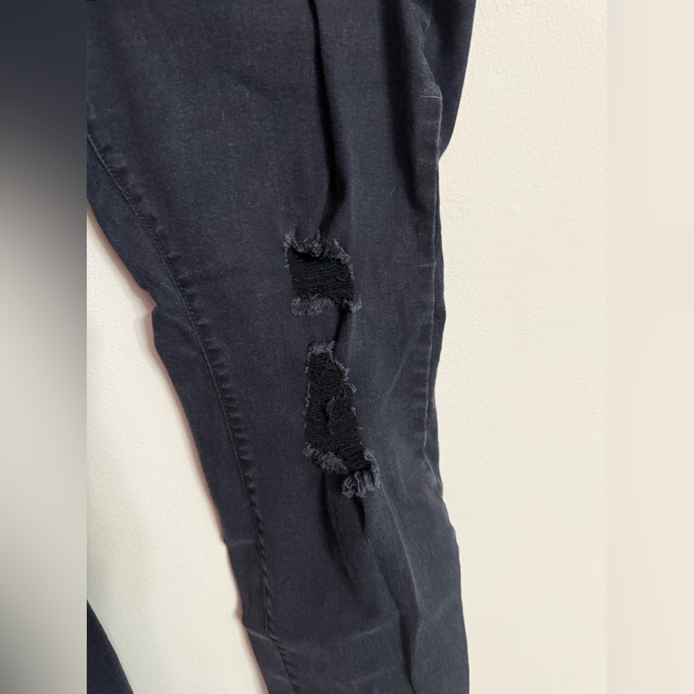 Old Navy Black Distressed Rockstar Super Skinny Jeggings High Rise Jeans 24W - Picture 3 of 4